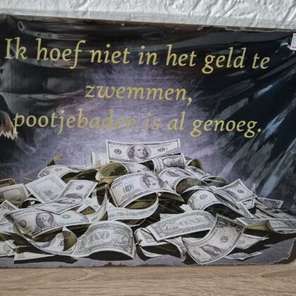 Ik hoef niet te zwemmen in het geld, pootje baden is genoeg